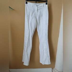 Vintage 90s Versace Sport White Embroidered Wide Leg Pants